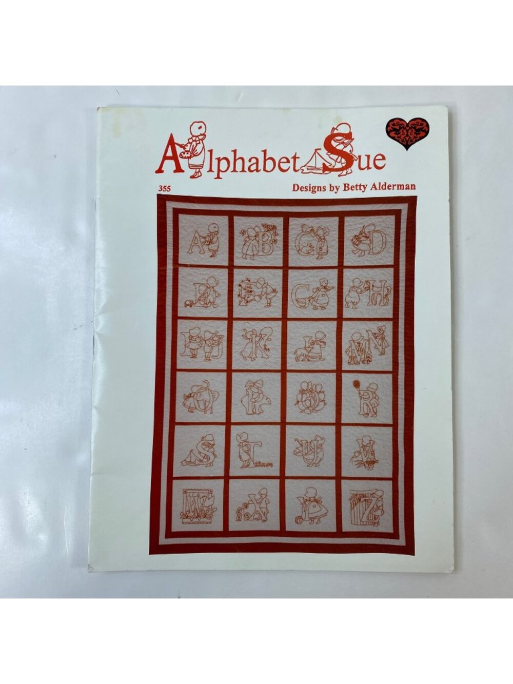 Alphabet Sue Redwork Quilt Pattern Book Betty Alderman Designs